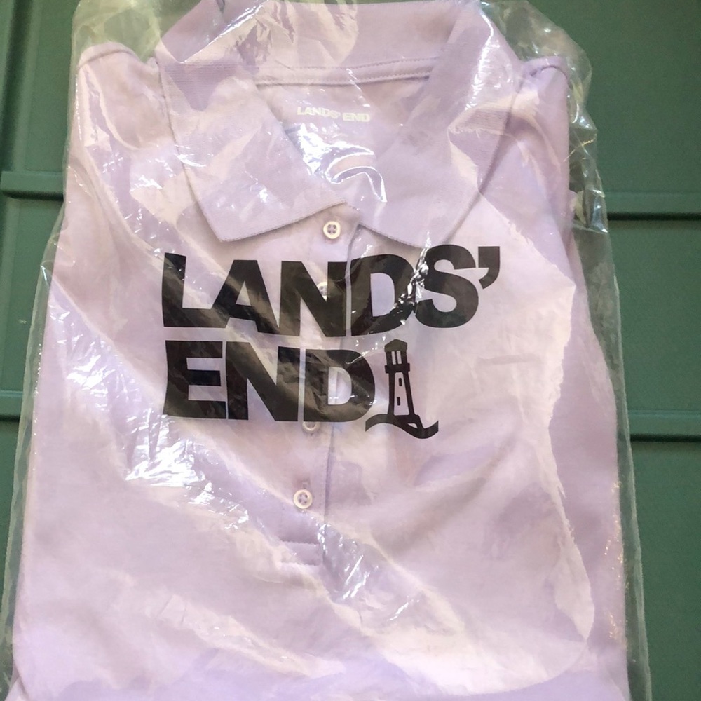 Large Short-Sleeve Crew Neck Shirt, Light Amethyst, Lands End, Brand New